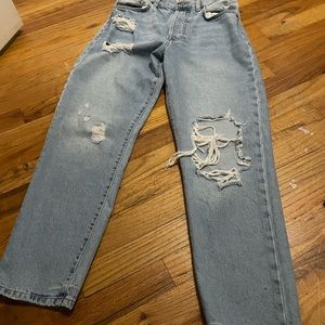 high wasted baggy ripped jeans